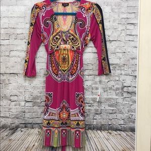 Fuchsia paisley dress Sz M NWT